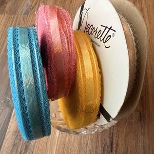 Vintage Decorative Ribbon Spools 🎀 Pastel Lace & Mesh